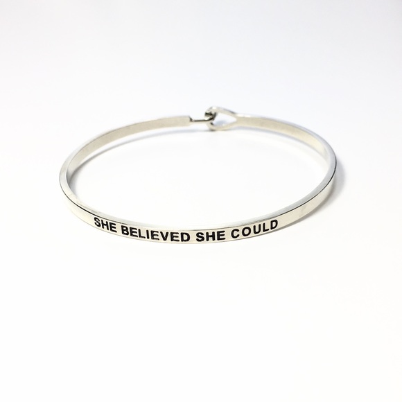 Baubl’d Jewelry - Silver Inspirational Bangle Bracelet